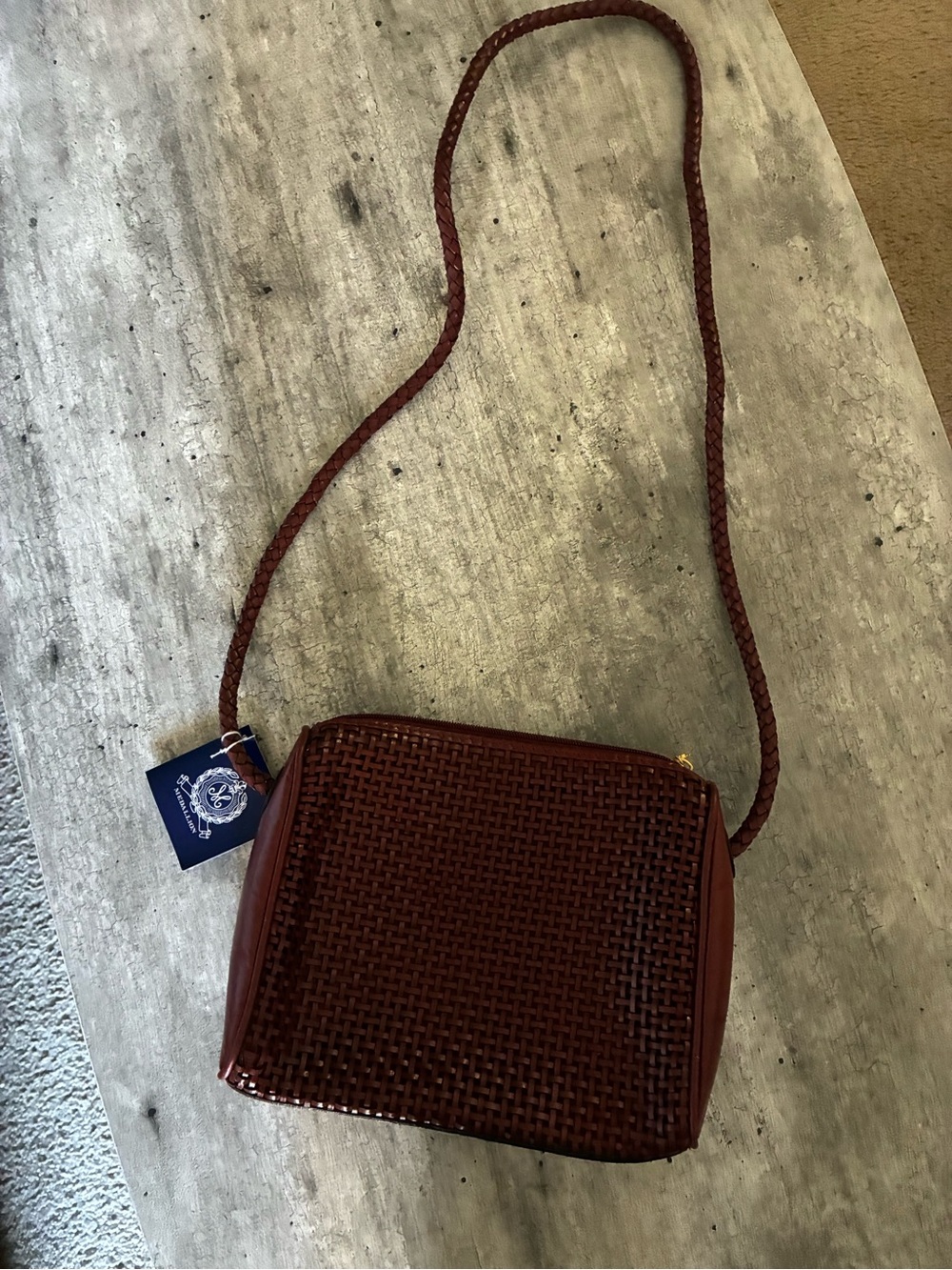 Medallion Braided Crossbody Bag in brown